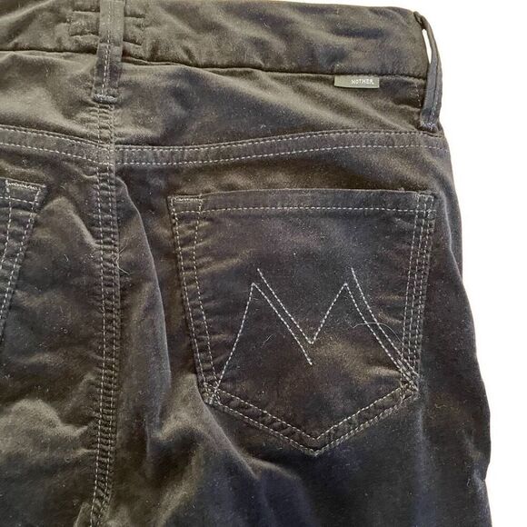 Mother Womens Ankle Velvet High Waisted Looker Pants 25 Black Grunge Skinny Leg - Picture 5 of 10
